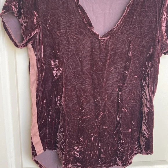 Bella Dahl Crushed Velvet Purple V Neck Tee - Picture 4 of 6